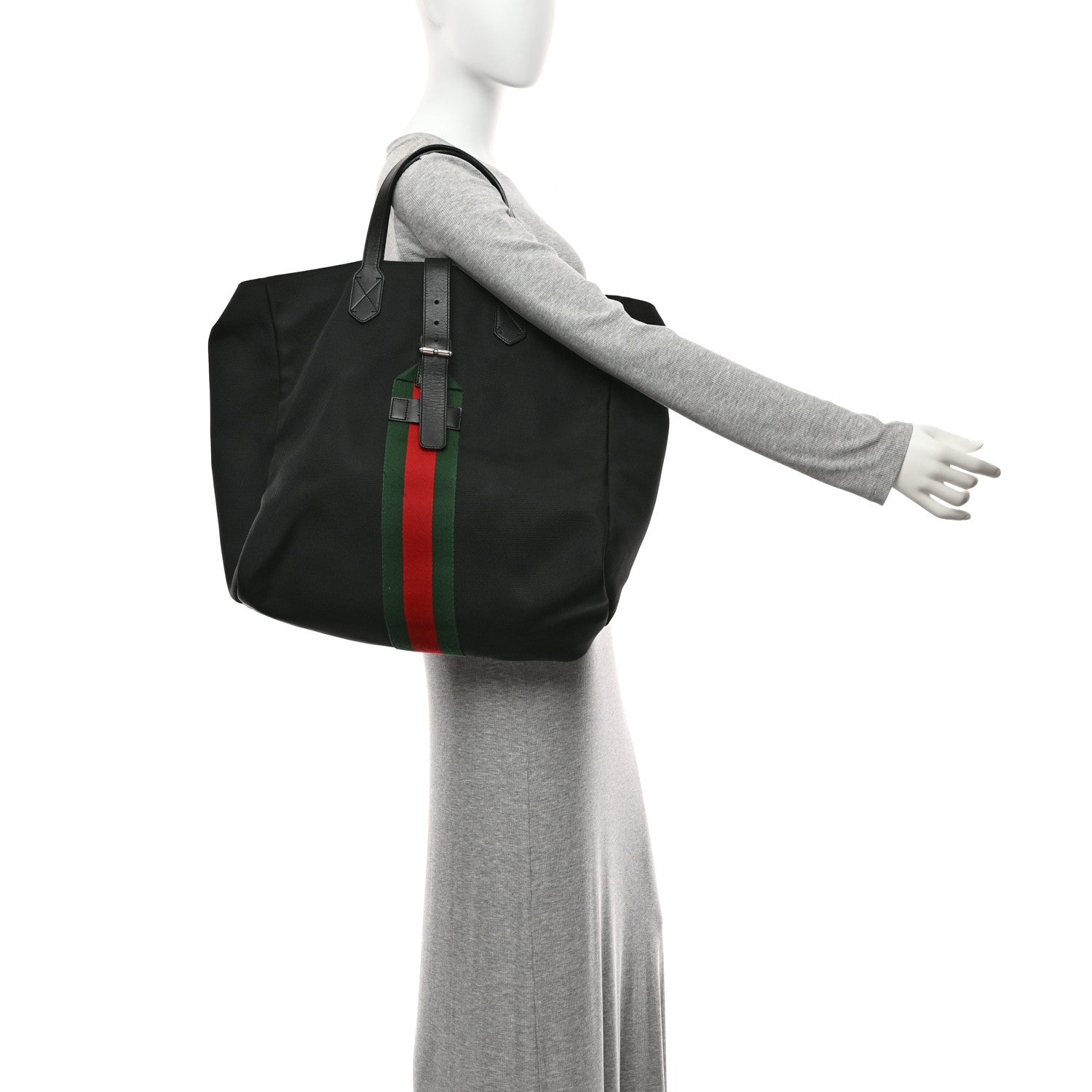 Gucci Techno Canvas Web Single Buckle Tote Black 1872841