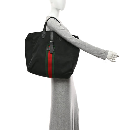 Gucci Techno Canvas Web Single Buckle Tote Black 2 of 11
