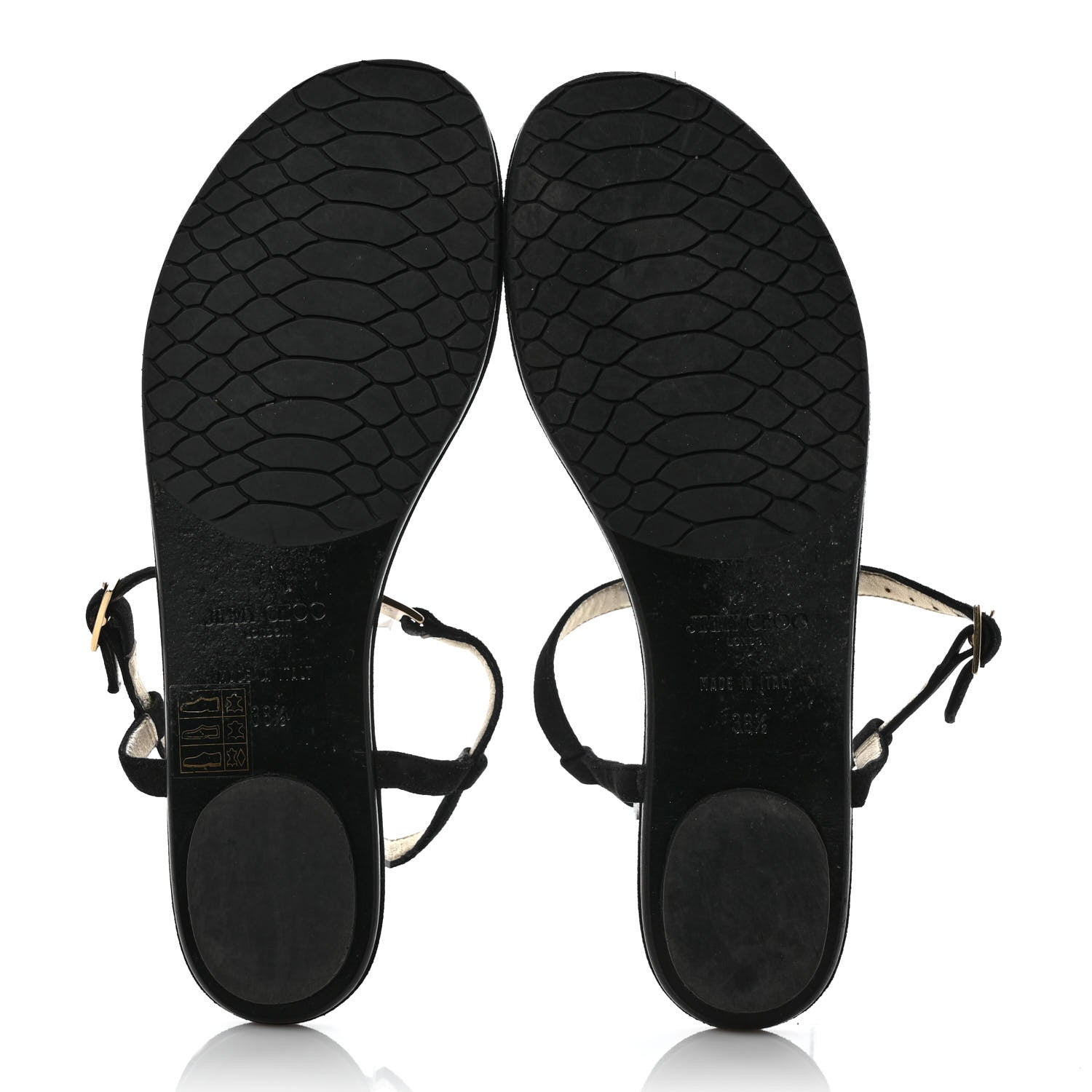 Jimmy Choo Shimmer Suede Crystal Nala Thong Sandals 38.5 Black 5 of 8