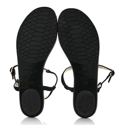 Jimmy Choo Shimmer Suede Crystal Nala Thong Sandals 38.5 Black 5 of 8