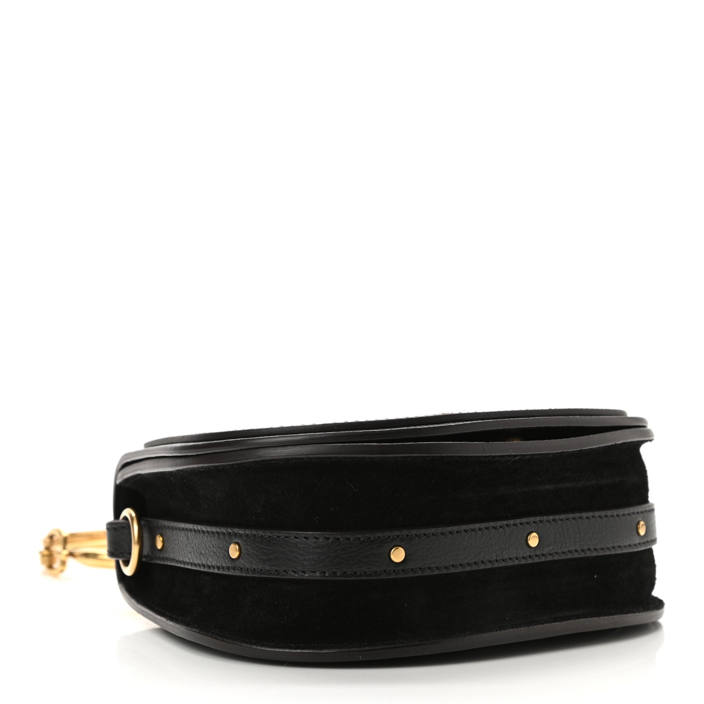 Calfskin Suede Small Nile Bracelet Bag Black