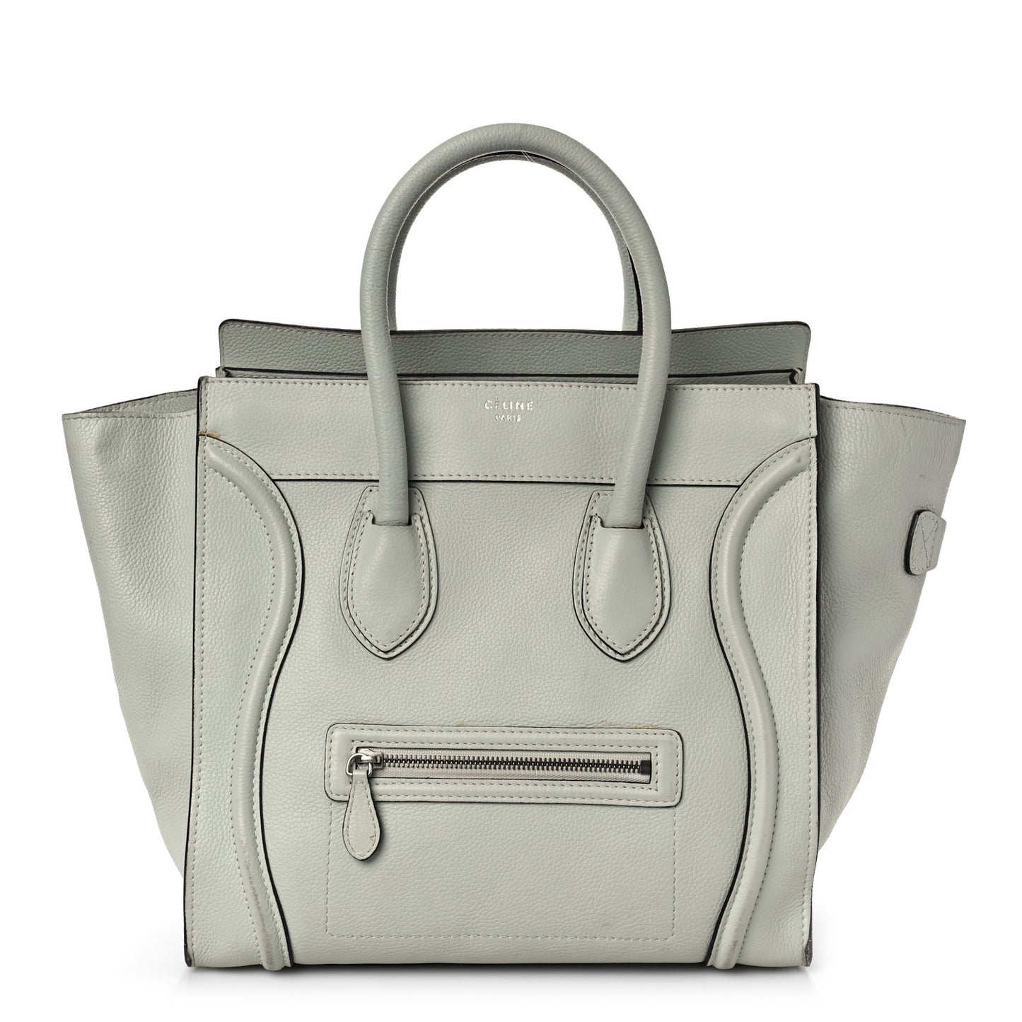 Drummed Calfskin Mini Luggage Pebble Grey