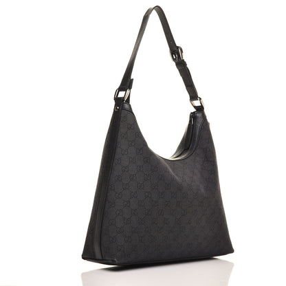 Gucci Denim Monogram Hobo Black 3 of 13