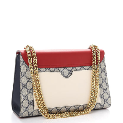 Gucci GG Supreme Monogram Moon Calfskin Medium Padlock Shoulder Bag Beige Blue Hibiscus Red Mystic White 4 of 8
