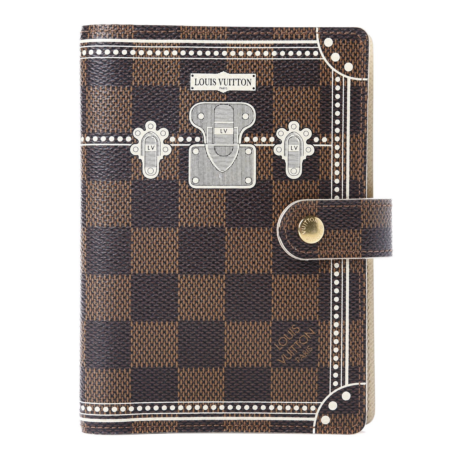 Louis Vuitton Damier Ebene Trunk Small Ring Agenda Cover White 1 of 10