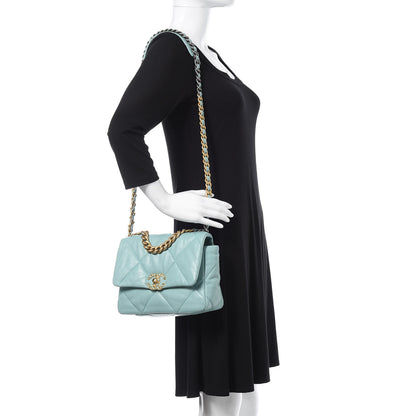 Chanel Lambskin Quilted Medium Chanel 19 Flap Light Blue 2 of 9