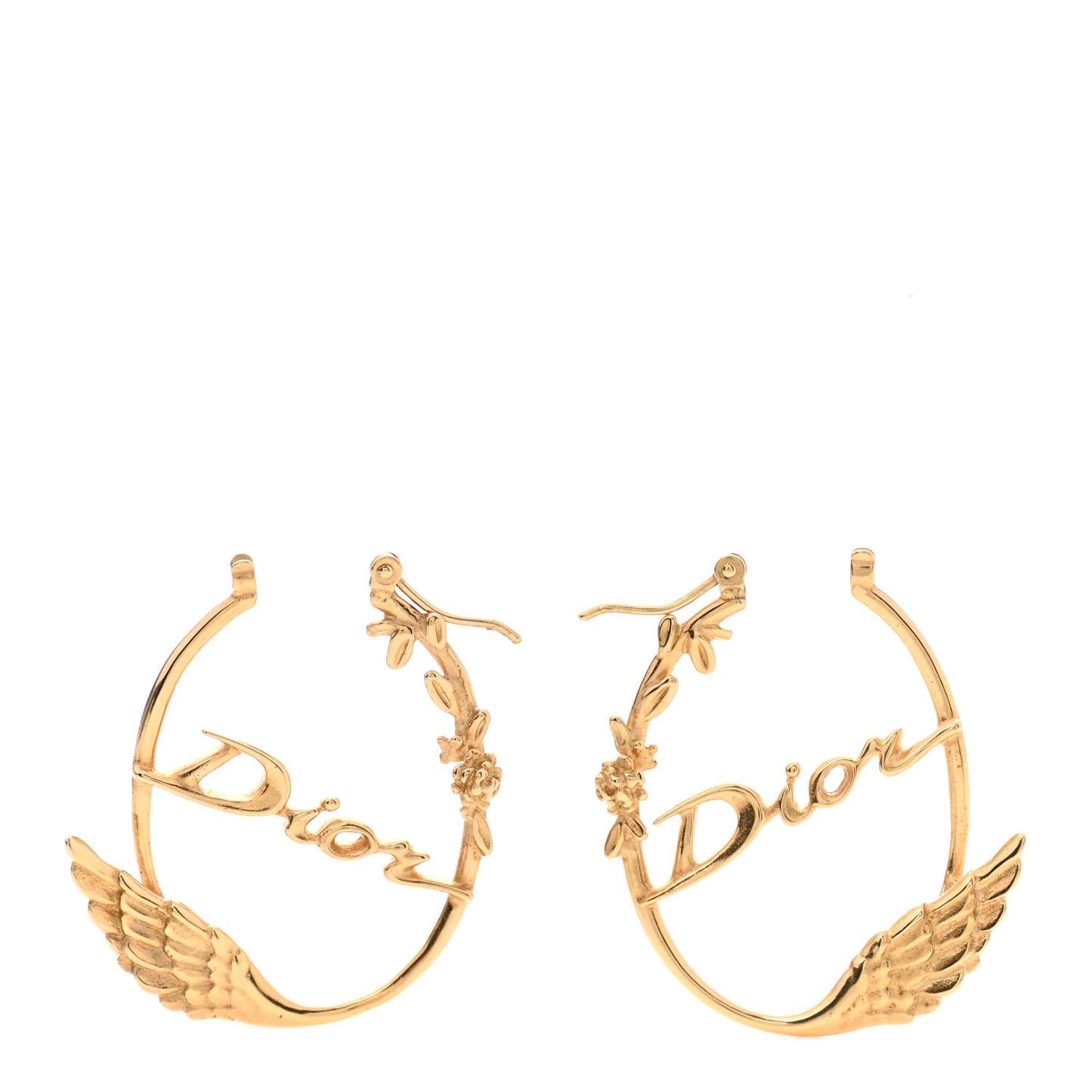 Metal Script Hoop Earrings Gold