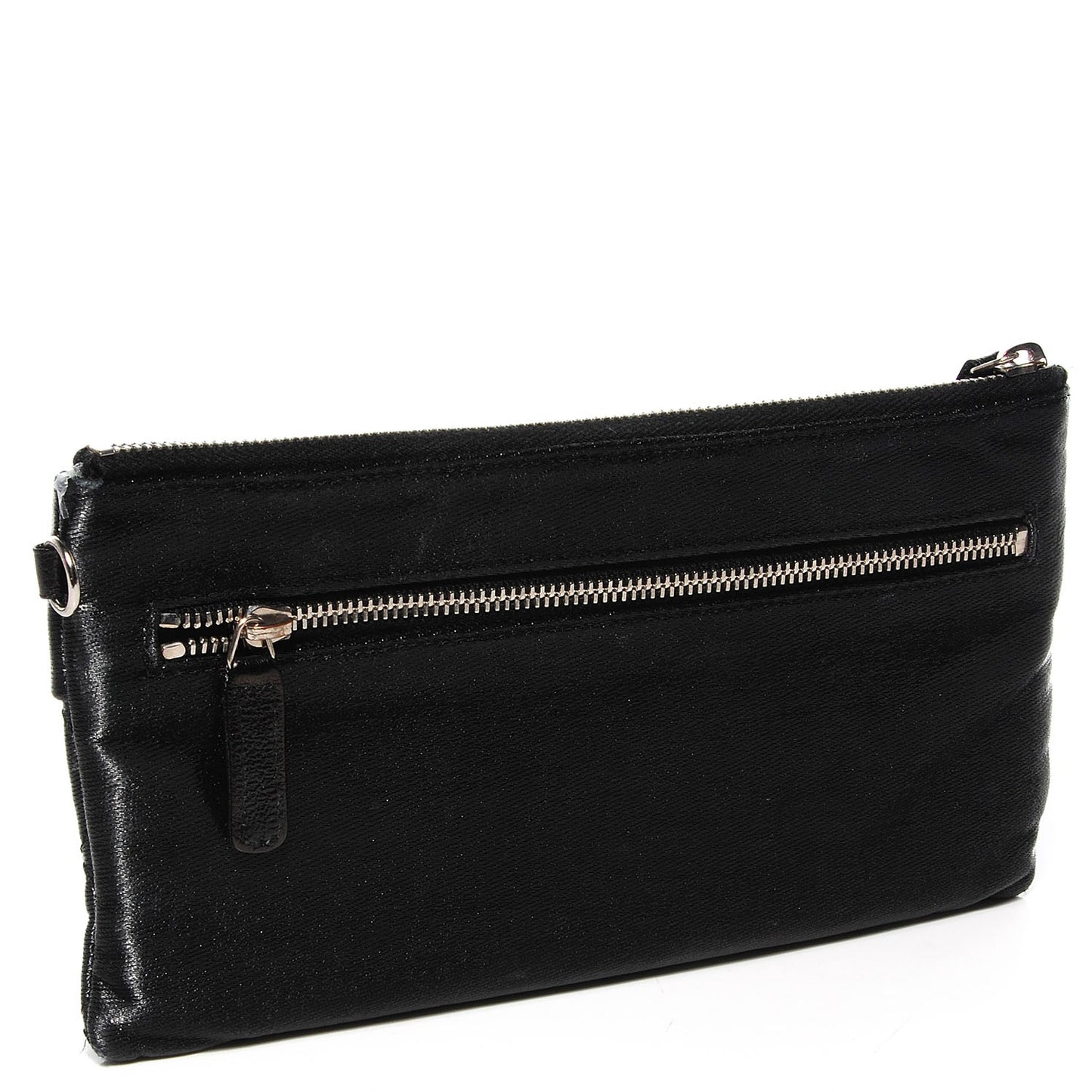 Quilted Coated Canvas Paris Biarritz Ligne Clutch Black