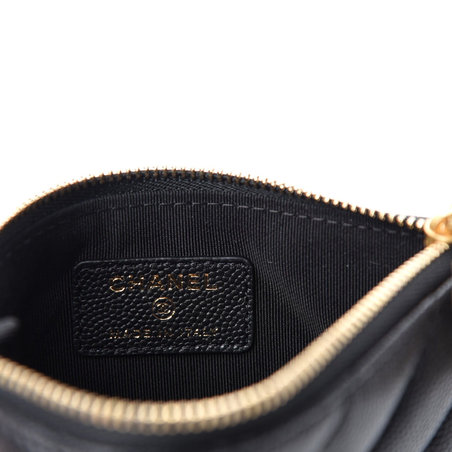 Caviar Chevron Quilted Small Ancient Greek Charms Cosmetic Case Black