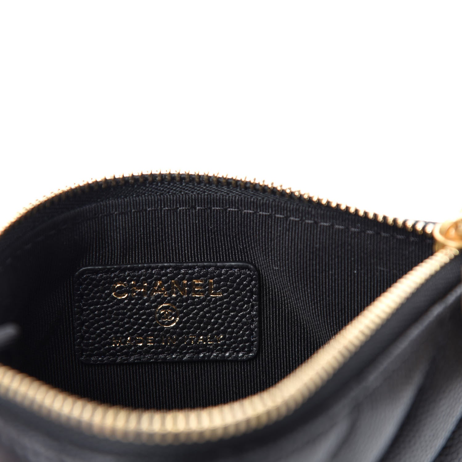 Chanel Caviar Chevron Quilted Small Ancient Greek Charms Cosmetic Case Black 6 of 8