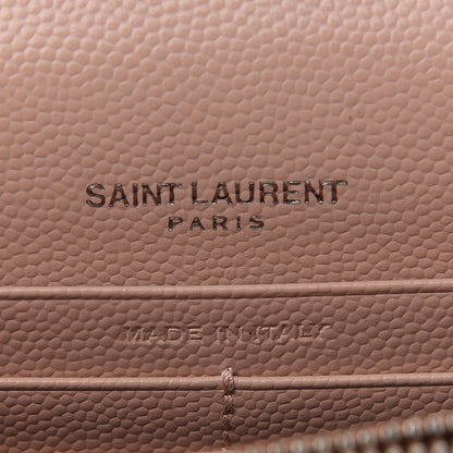 Saint Laurent Grain De Poudre Matelasse Chevron Monogram Envelope Chain Wallet Pale Pink 5 of 9