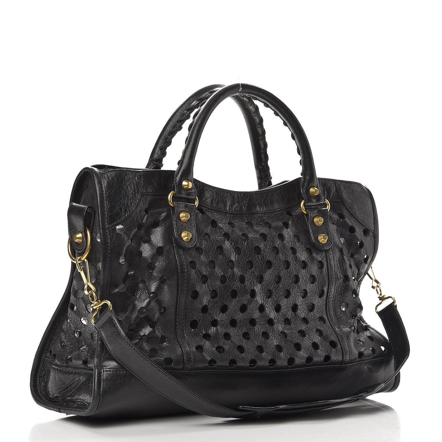 Balenciaga Agneau Classic Hardware Perforated Dot City Black 4 of 11