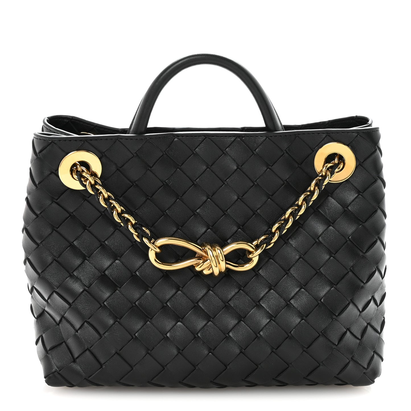 Nappa Intrecciato Small Andiamo With Chain Shoulder Bag Black