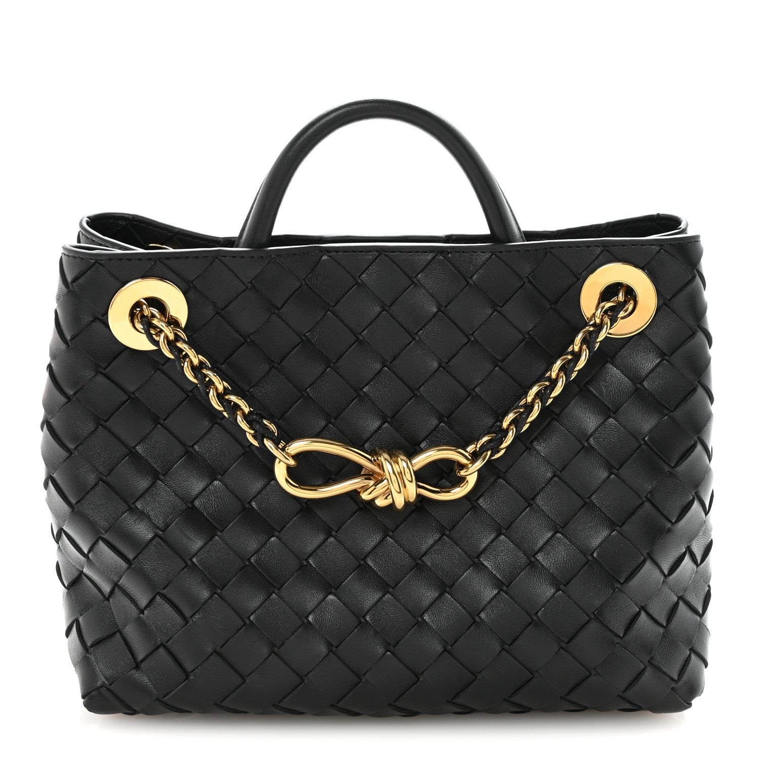 Bottega Veneta Nappa Intrecciato Small Andiamo With Chain Shoulder Bag Black 1 of 9