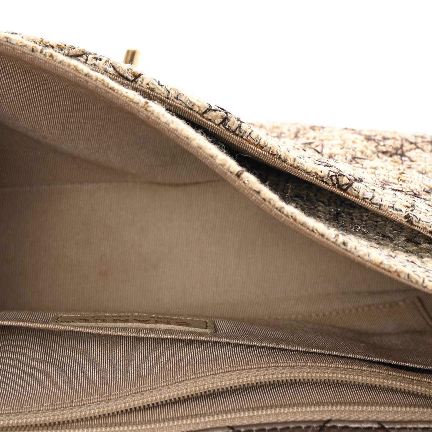 Chanel Metallic Tweed Quilted Medium Single Flap Beige Multicolor 5 of 10