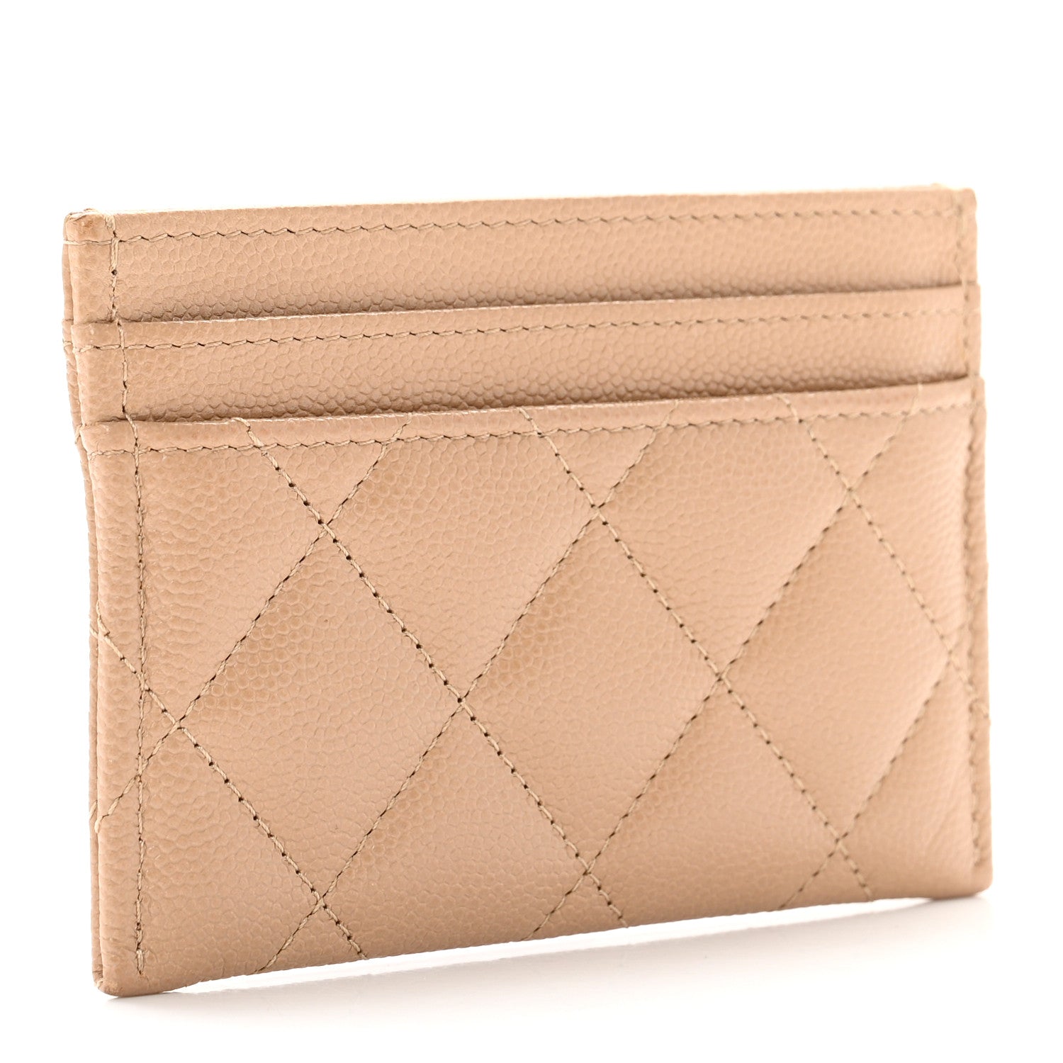 Chanel Caviar Quilted Crystal Card Holder Beige 3 of 9