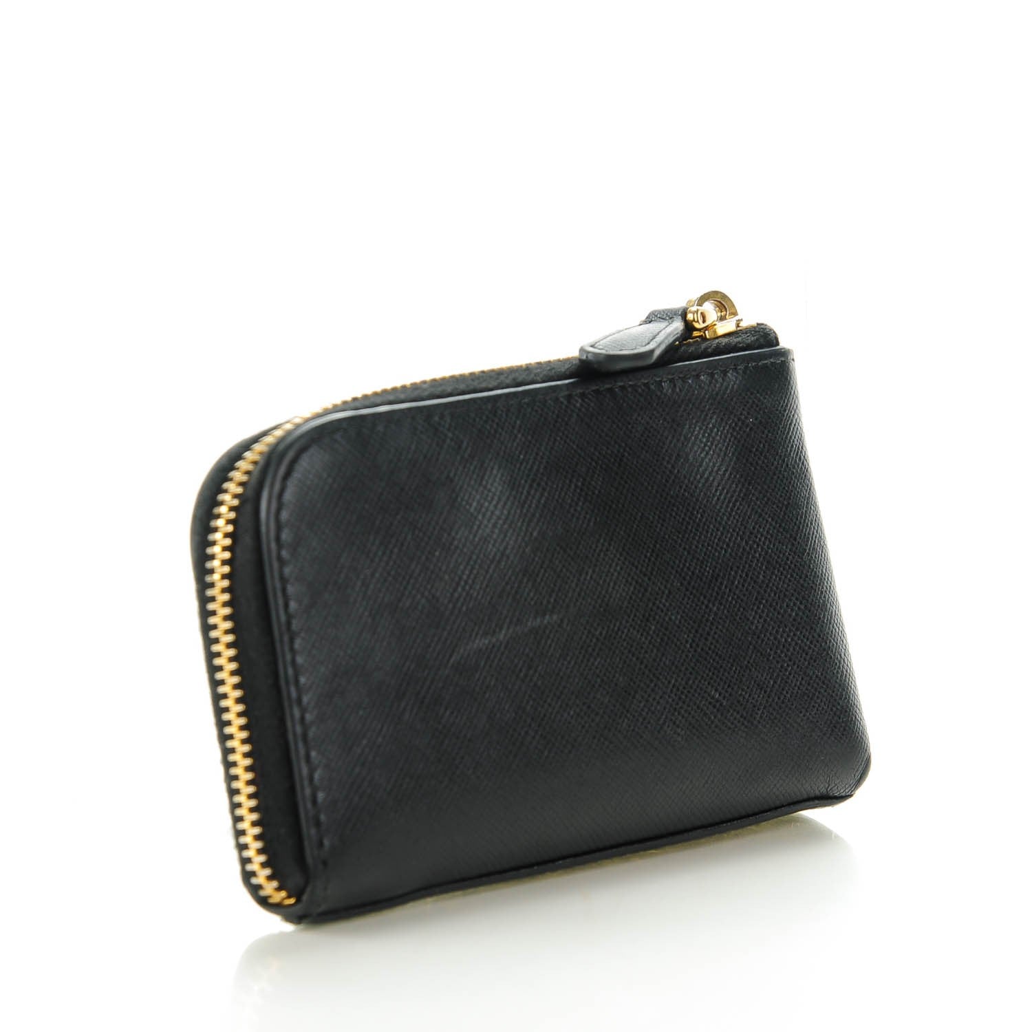 Prada Saffiano Zip Key Pouch Nero Black 3 of 7