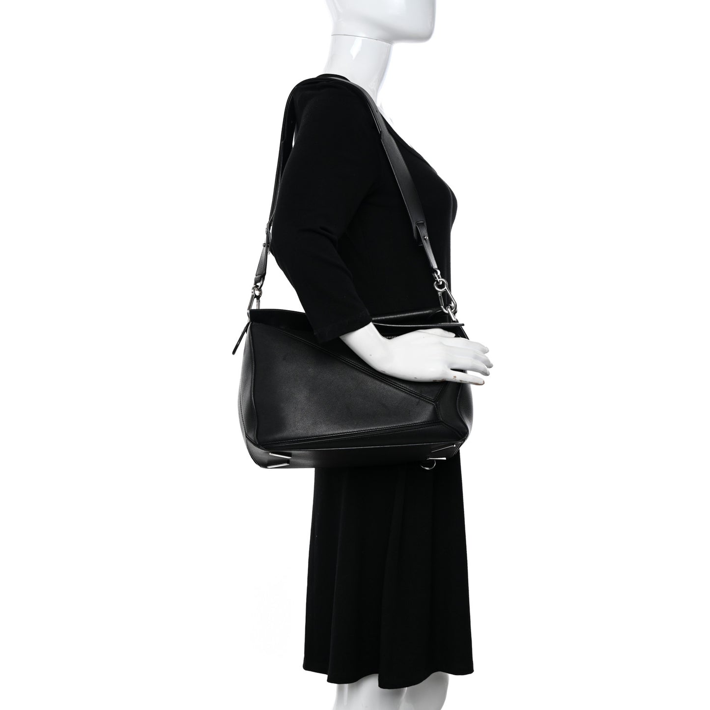 Calfskin Medium Puzzle Bag Black