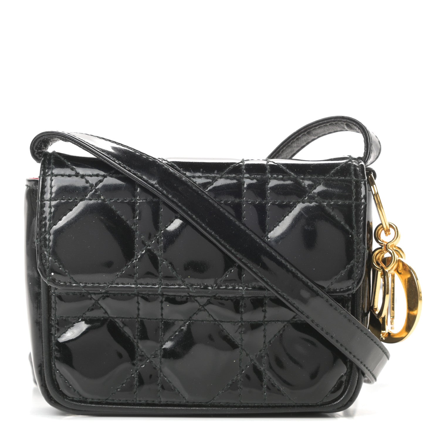 Christian Dior Patent Cannage Mini Crossbody Pouch Black 1 of 12