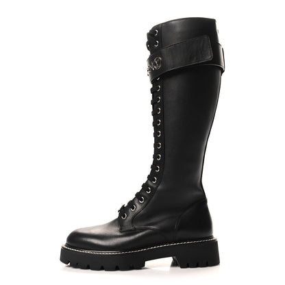 Louis Vuitton Monogram Calfskin Territory Tall Lace Up Ranger Boots 36.5 Black 1 of 7