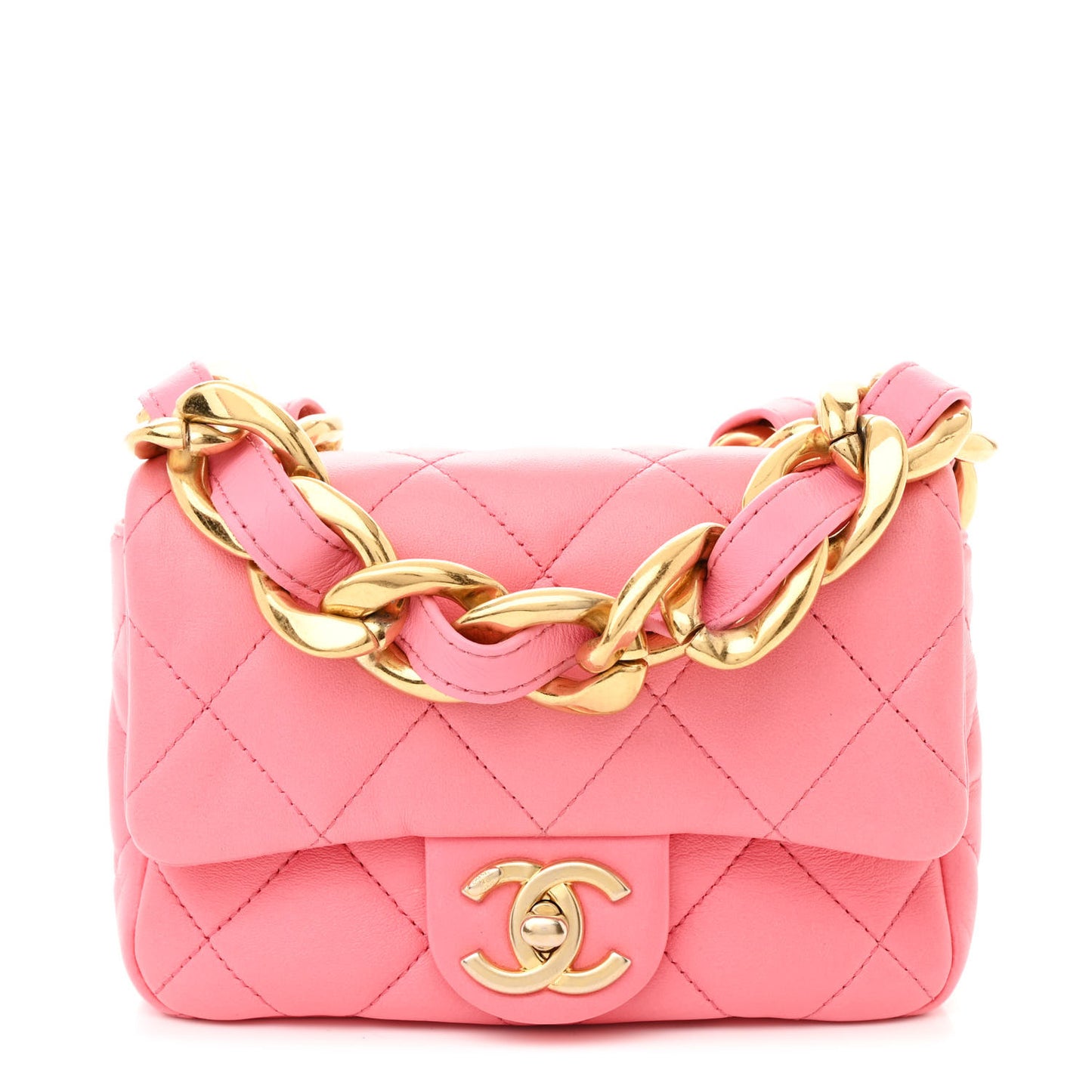 Lambskin Quilted Mini Funky Town Flap Pink