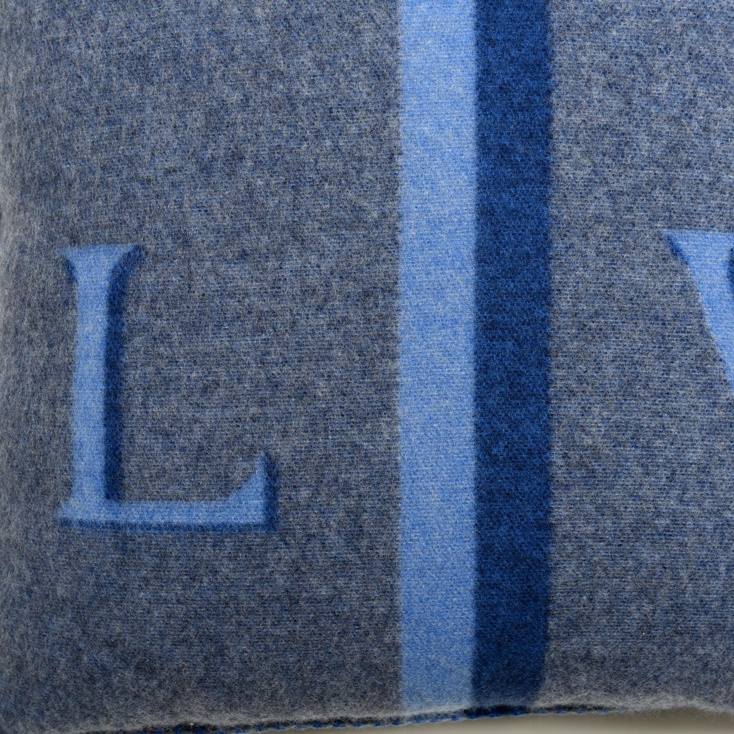Louis Vuitton Wool Cashmere Cushion Pillow Blue Gray 2 of 5