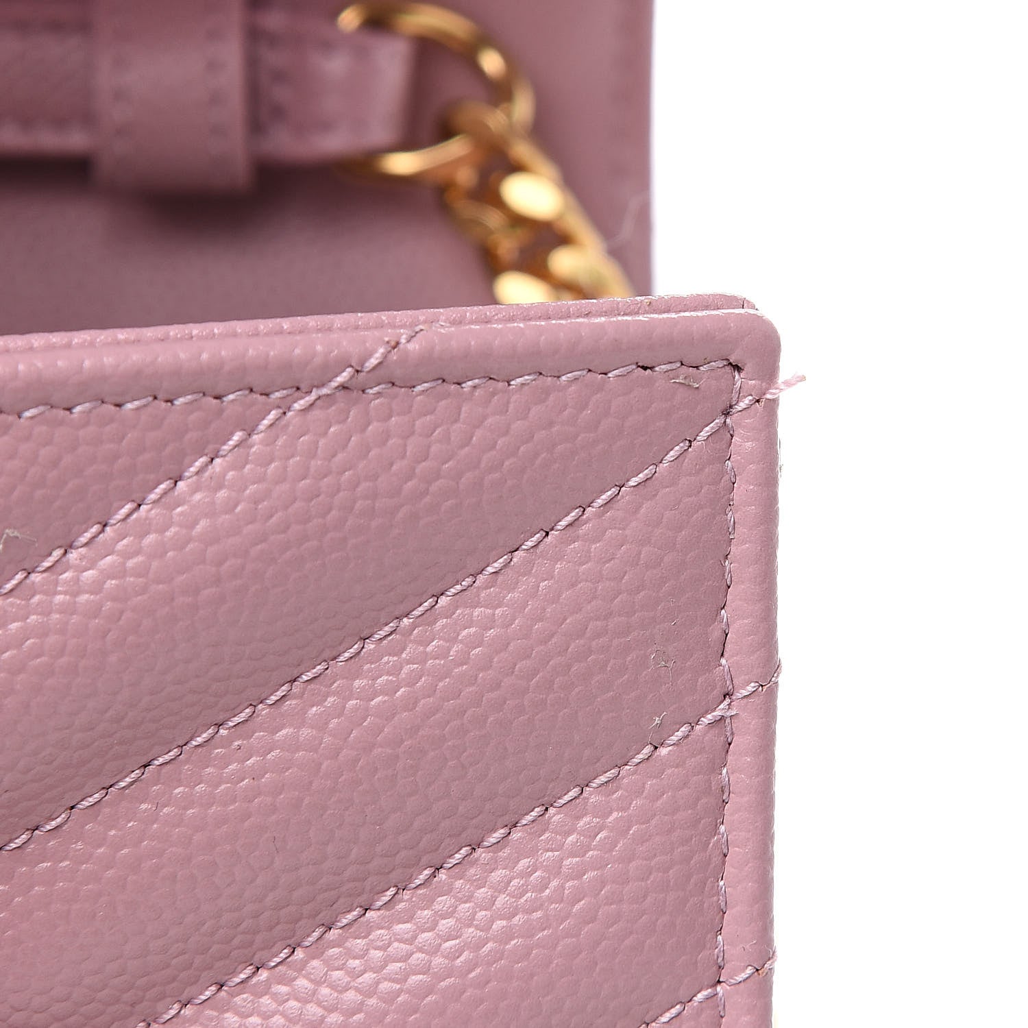 Saint Laurent Grain De Poudre Matelasse Chevron Monogram Chain Wallet Pale Pink 9 of 10
