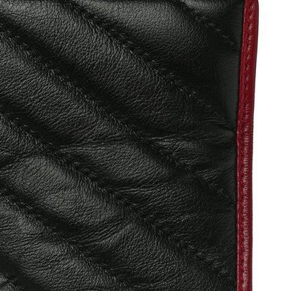 Gucci Vintage Effect Calfskin Matelasse Diagonal Torchon GG Marmont Chain Wallet Black Romantic Cherry 22 of 28