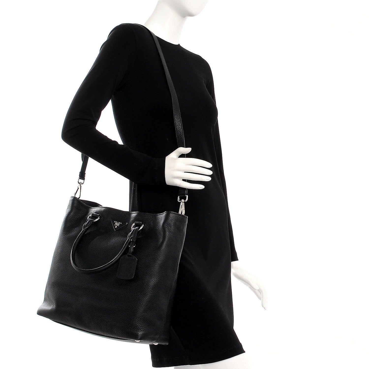 Prada Vitello Daino Tote Nero Black 2 of 10