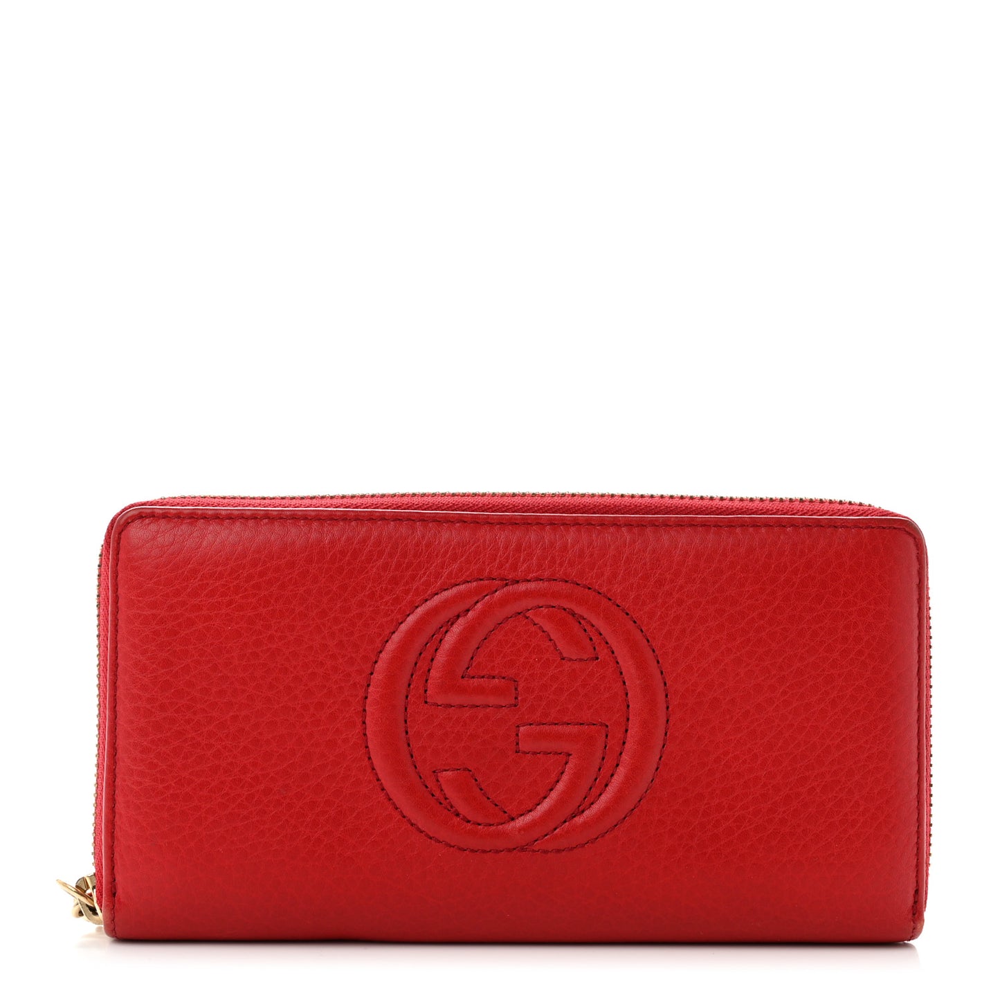 Pebbled Calfskin Soho Zip Around Wallet Red