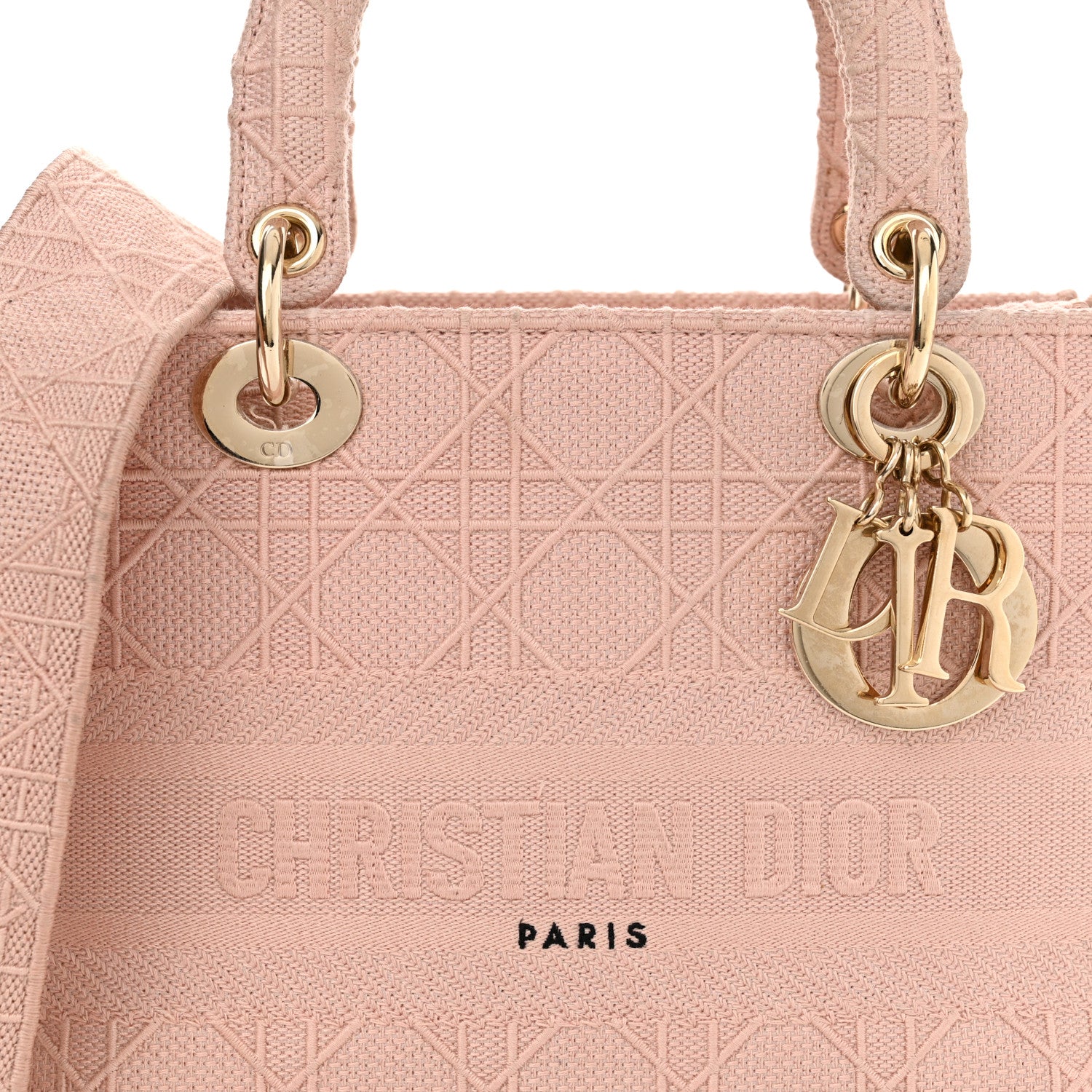Christian Dior Canvas Embroidered Cannage Medium Lady D-Lite Pink 8 of 15