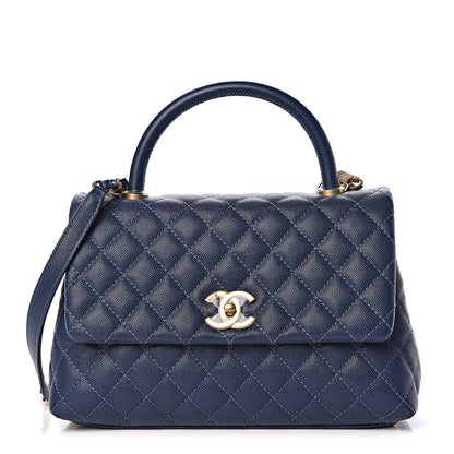 Chanel Caviar Quilted Small Coco Handle Flap Dark Blue 1 of 10