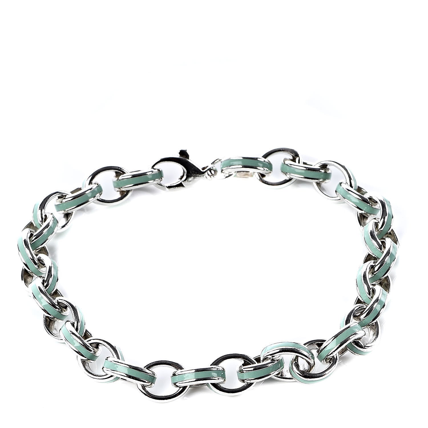 Tiffany Sterling Silver Enamel Oval Link Bracelet Blue 1 of 4
