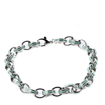Tiffany Sterling Silver Enamel Oval Link Bracelet Blue 1 of 4