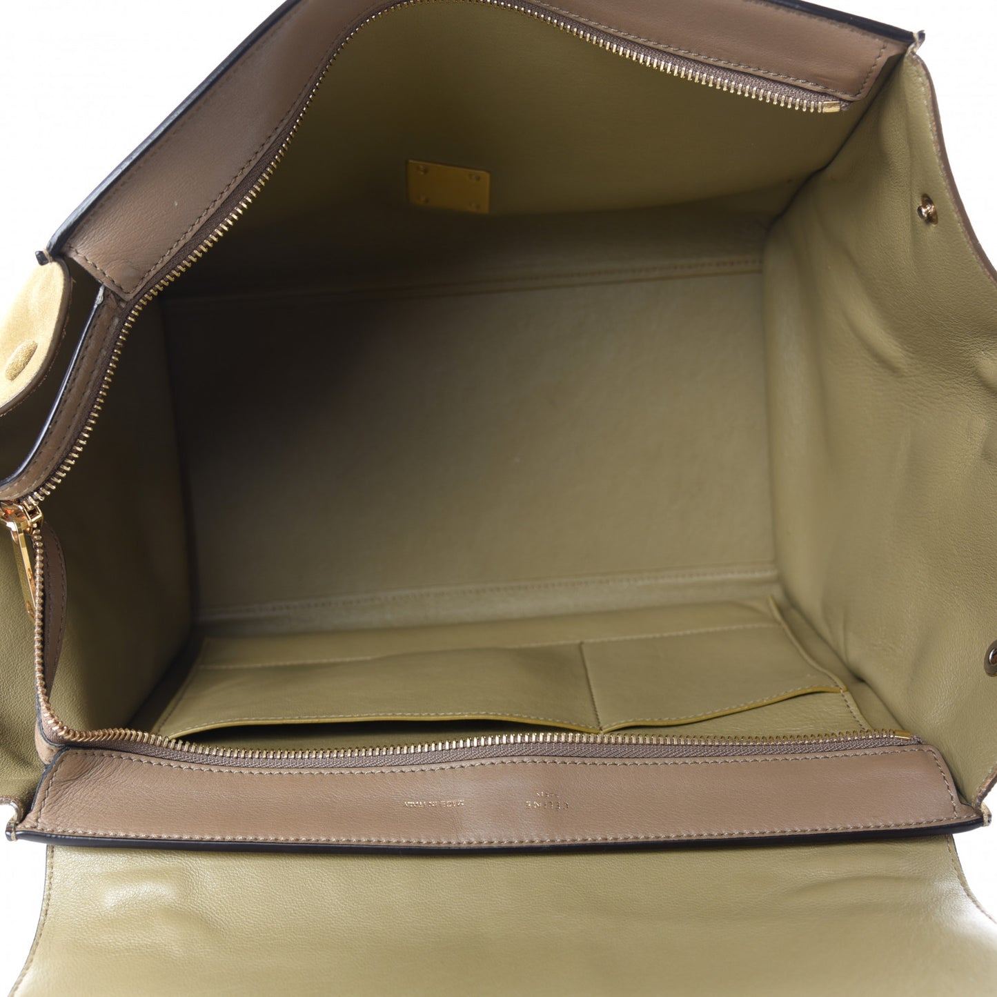 Smooth Calfskin Suede Medium Tri-Color Trapeze Olive