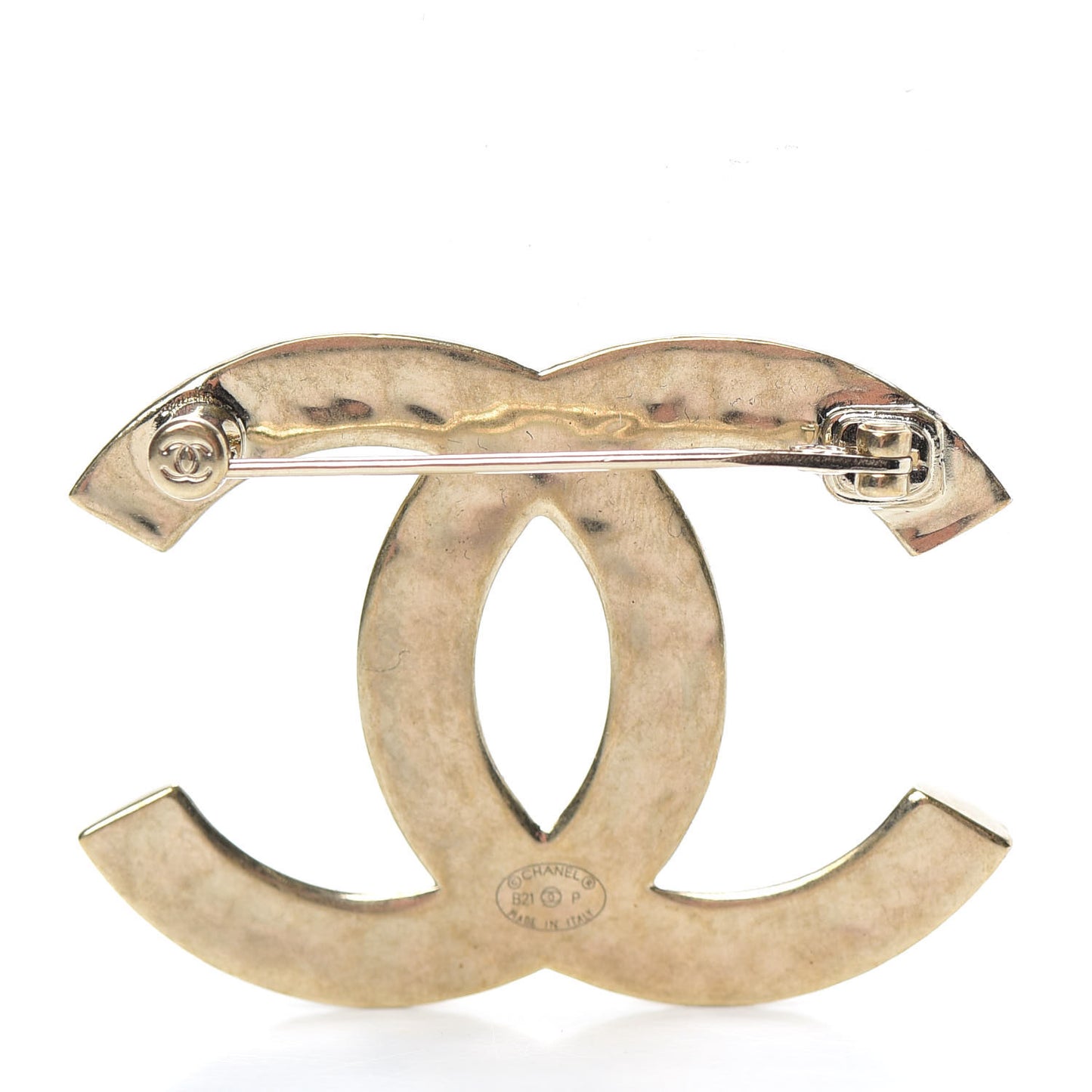 Metal CC Diamond Quilted Brooch Light Gold