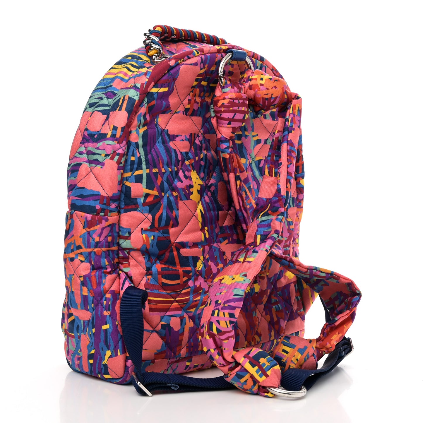 Foulard Fabric Quilted Printed Backpack Pink