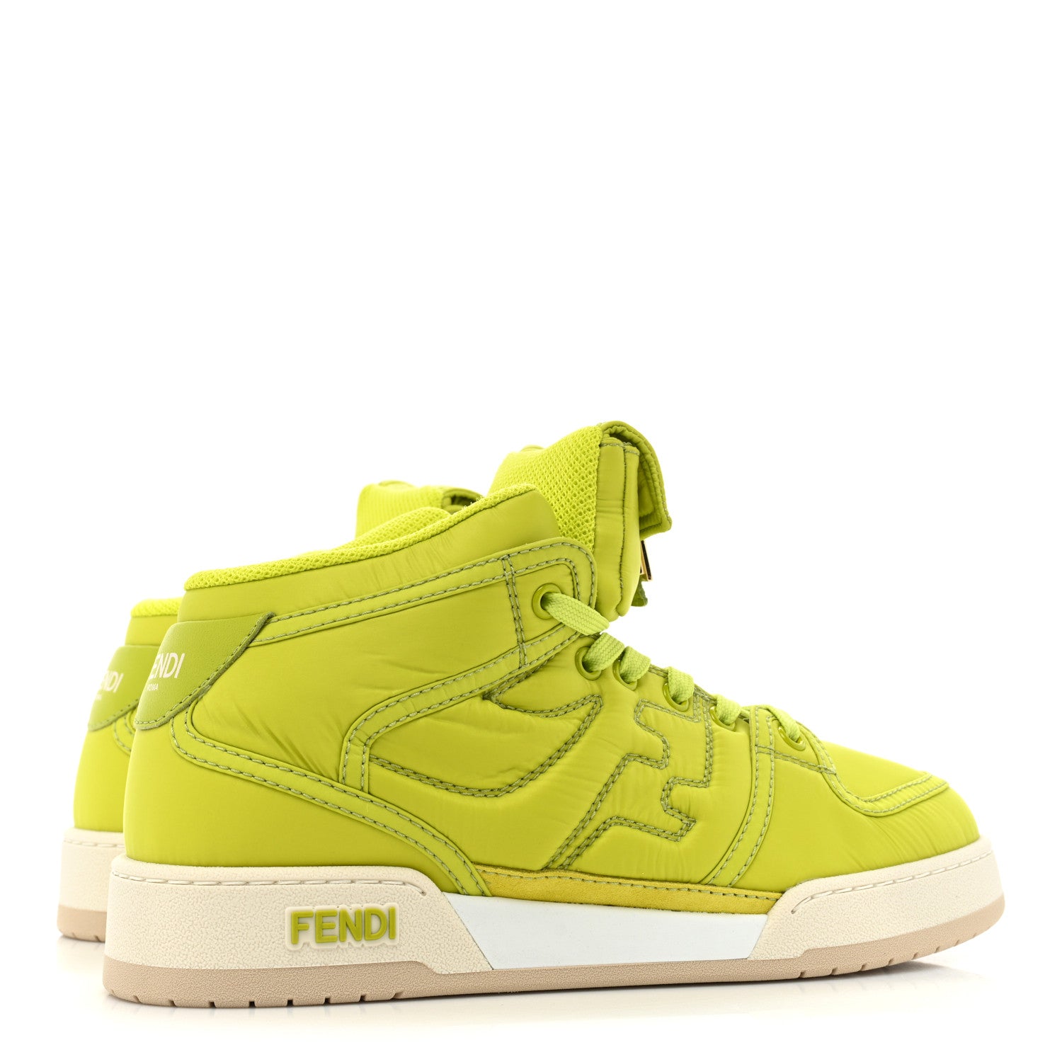 Fendi Nylon Match High Top Sneakers 39 Neon Green 5 of 10