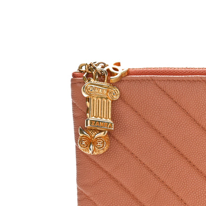 Chanel Caviar Chevron Quilted Ancient Greek Charms Large Cosmetic Case Dark Beige 11 of 11