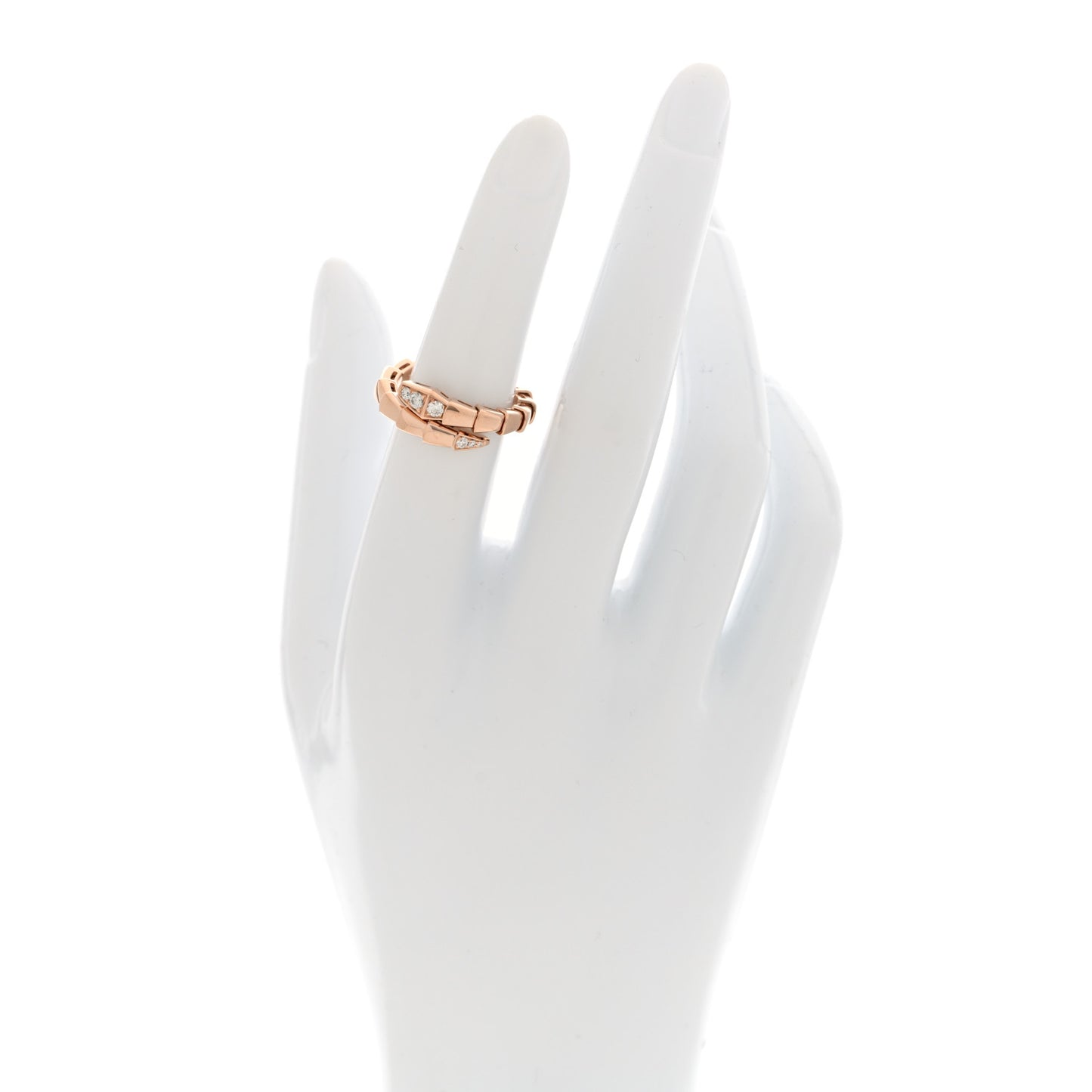 18K Rose Gold Diamond Serpenti Viper Single Spiral Ring 51 5.75 - 53 6.5