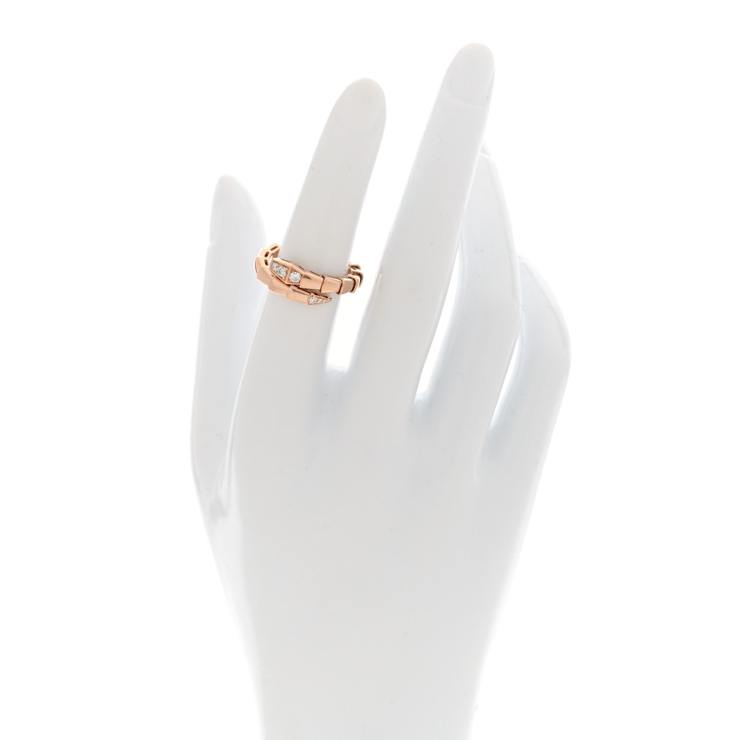 Bulgari 18K Rose Gold Diamond Serpenti Viper Single Spiral Ring 51 5.75 - 53 6.5 2 of 5