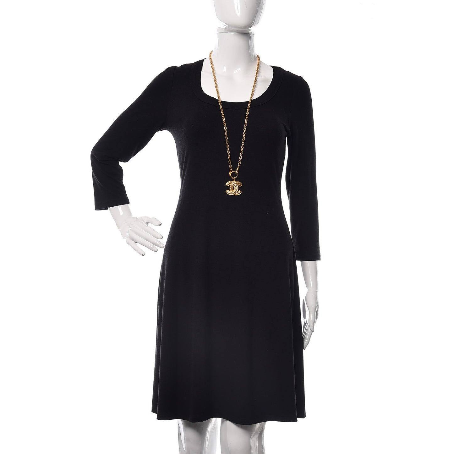 Quilted CC Necklace Gold