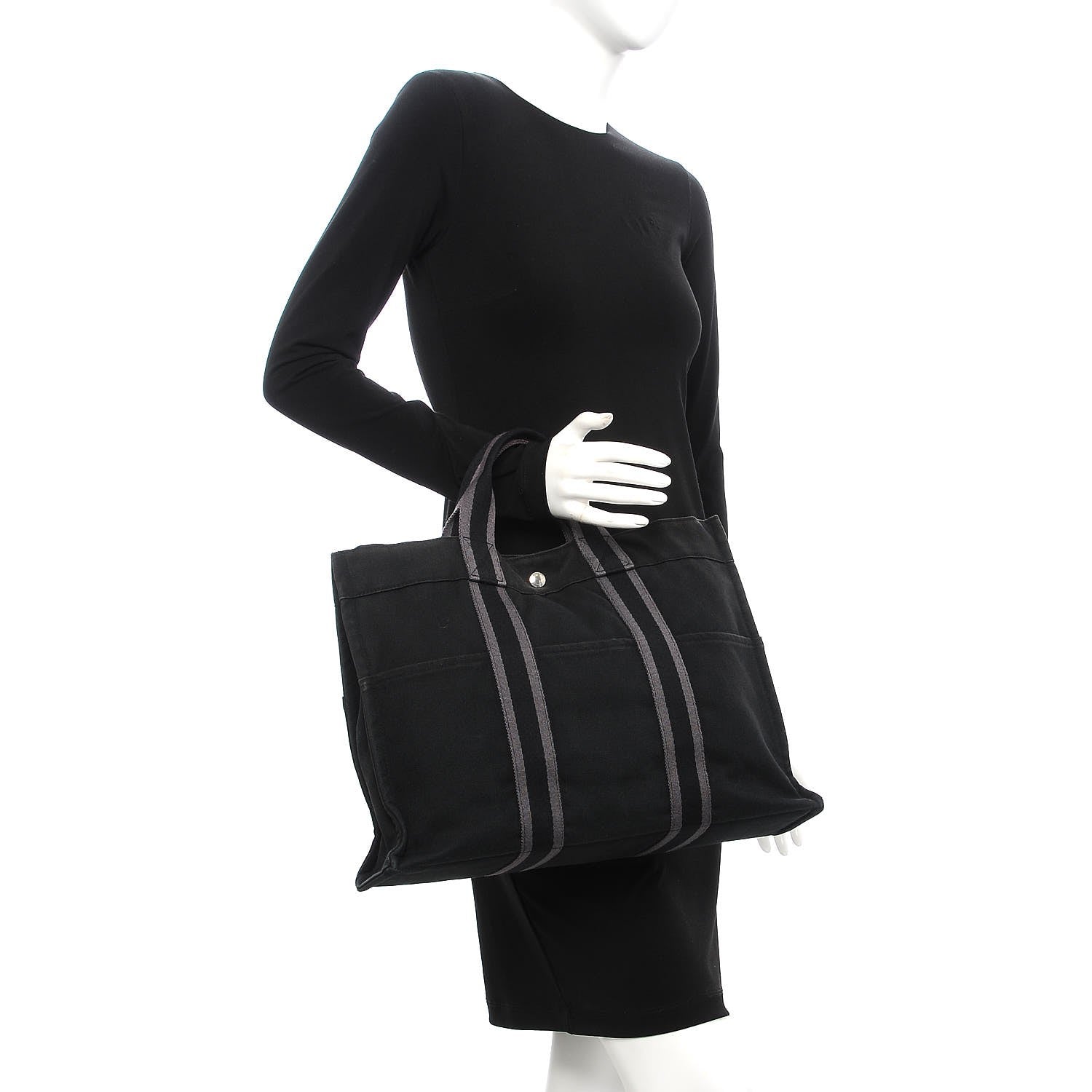 Hermes Canvas Fourre Tout MM Black 2 of 12