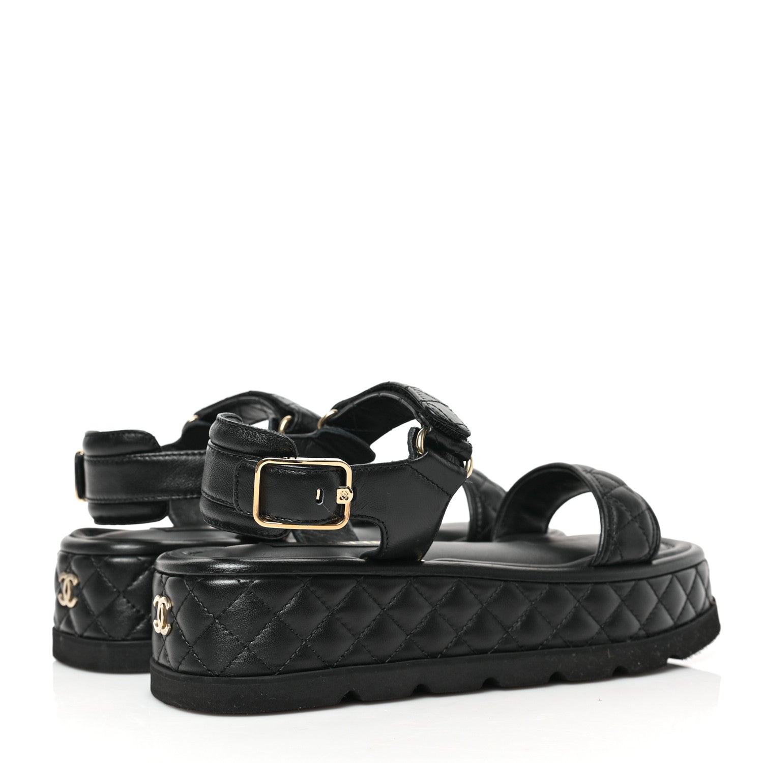 Chanel Lambskin Quilted Platform Sandals 38 Black 4 of 9