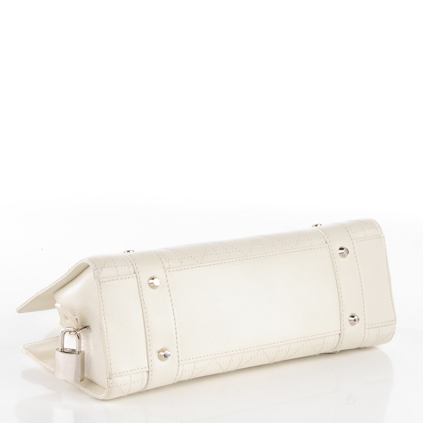 Calfskin Cannage Stitched Small Lady East West Lady Dior White