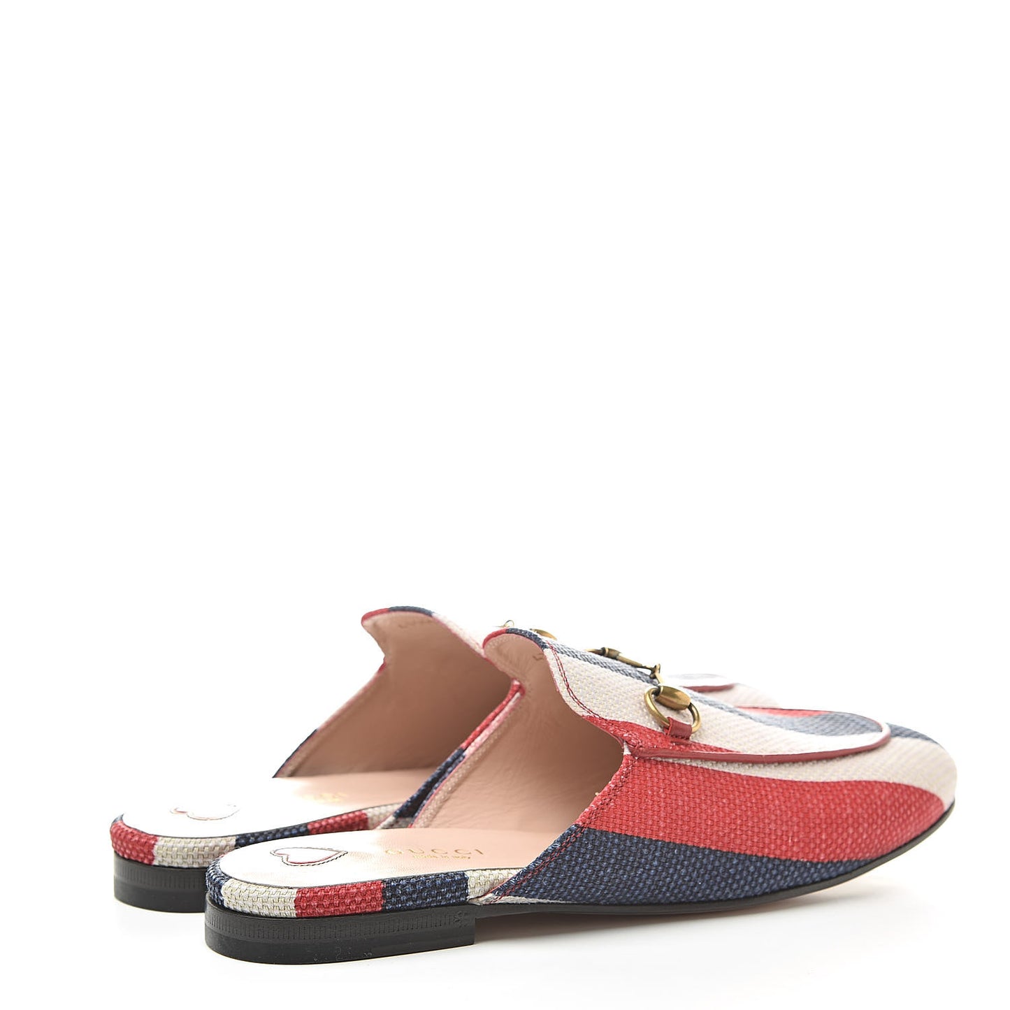 Canvas Sylvie Stripe Womens Princetown Slippers 38 Mystic White Hibiscus Red Maritime