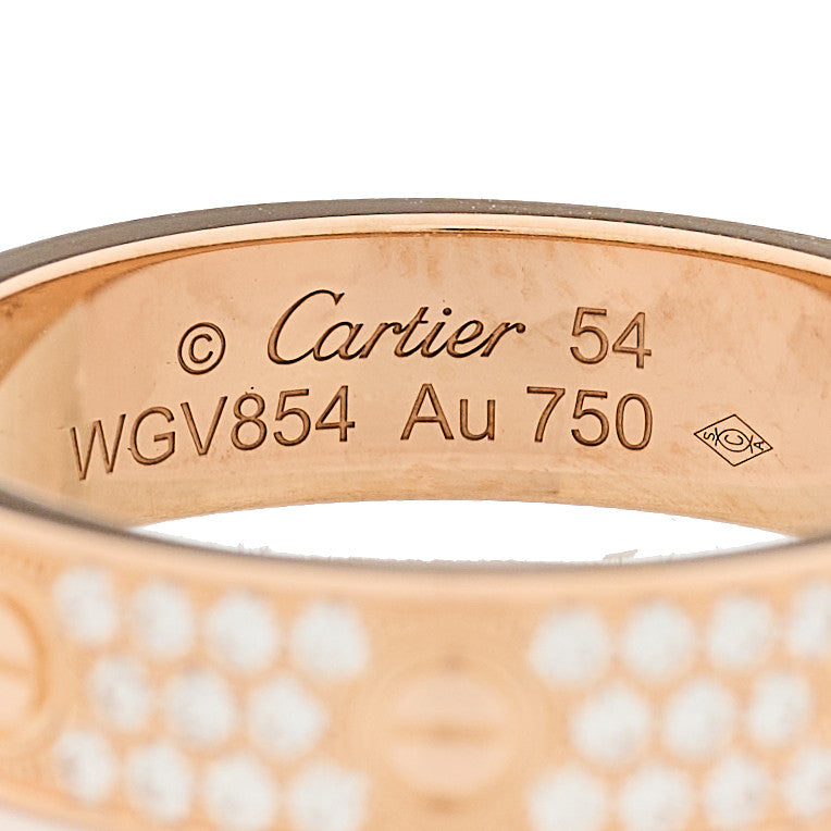 Cartier 18K Pink Gold Diamond Small LOVE Paved Ring 54 7 4 of 5