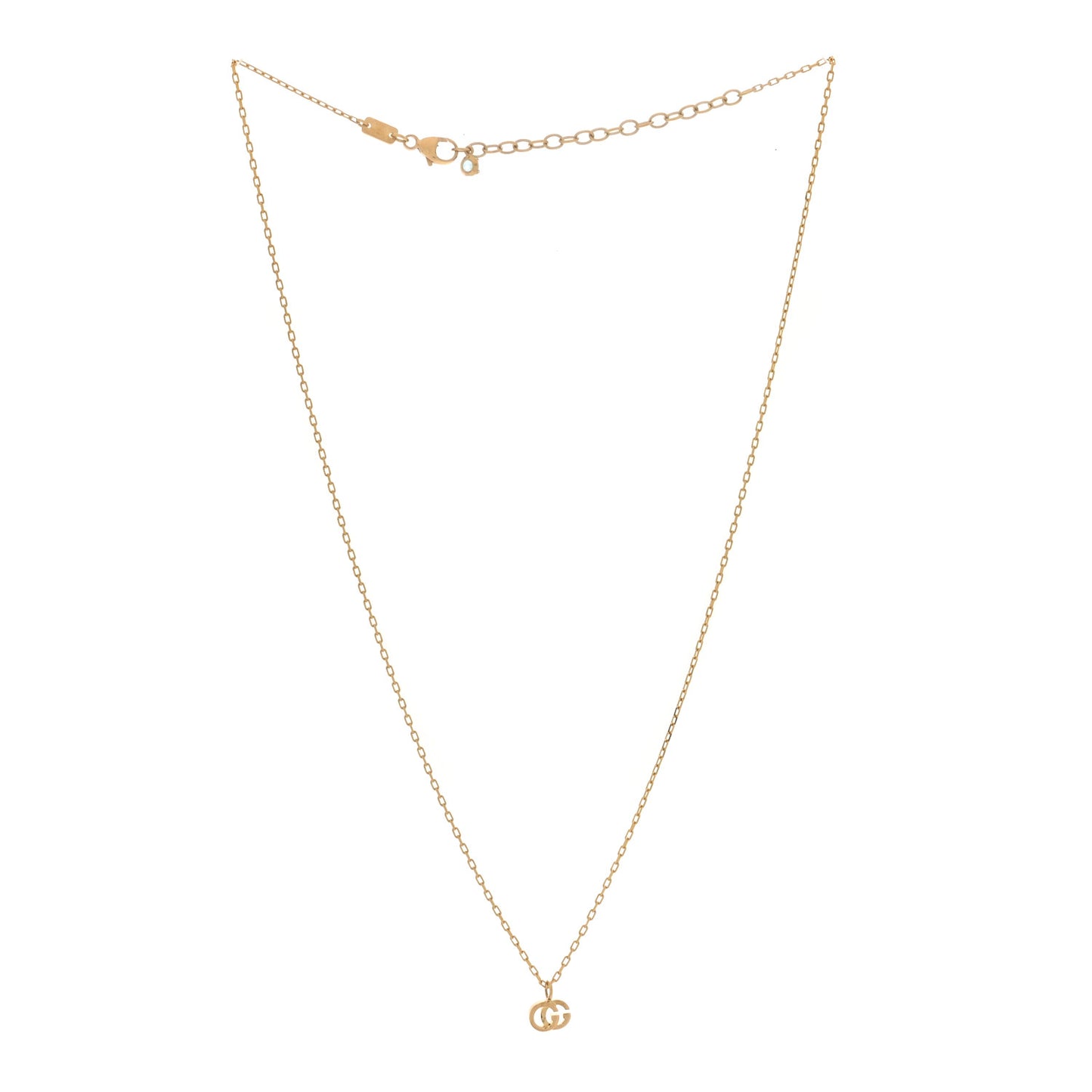 18K Yellow Gold Blue Topaz Running G Pendant Necklace