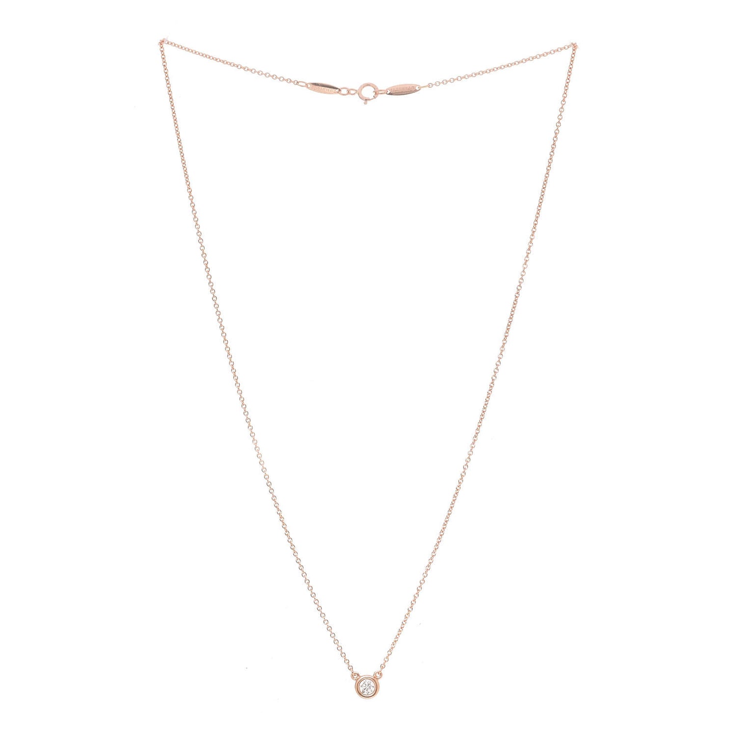 18K Rose Gold Diamond .17ct Elsa Peretti Diamonds by the Yard Pendant Necklace