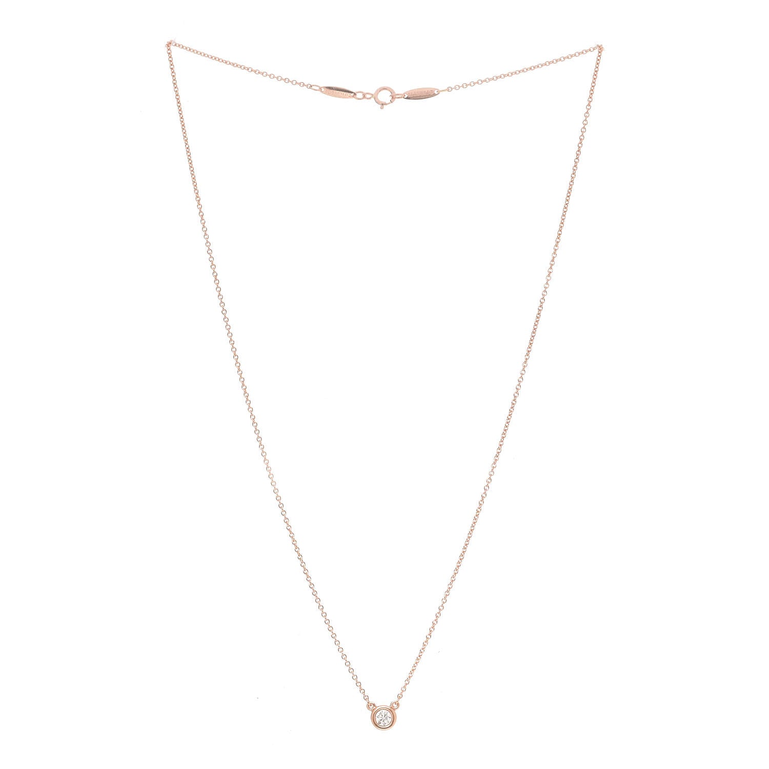 Tiffany 18K Rose Gold Diamond .17ct Elsa Peretti Diamonds by the Yard Pendant Necklace 3 of 7